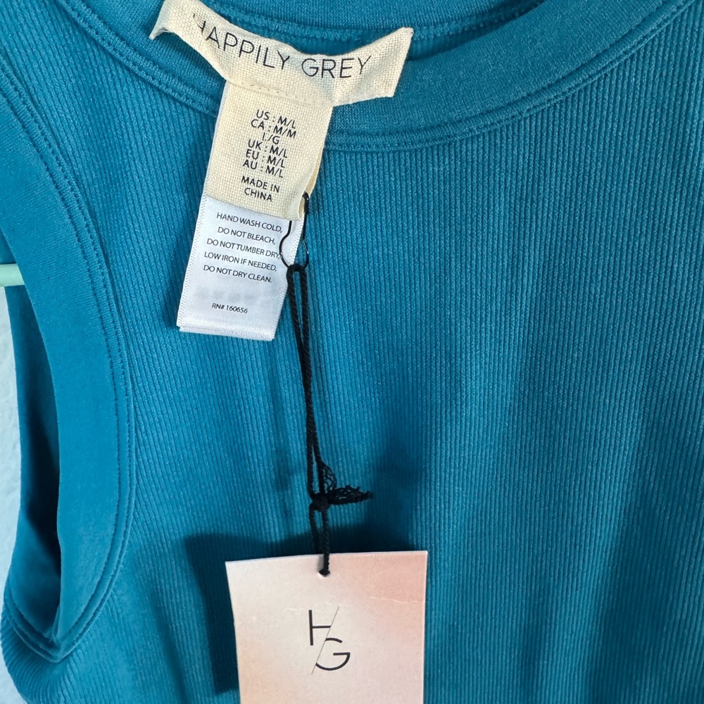 NWT Happily Grey Teal tank bodysuit M/L